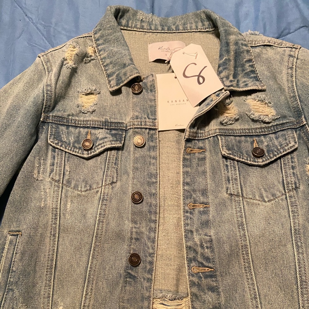 Kancan Distressed Denim Jacket NWT